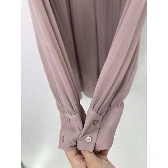 Soft Surroundings Plus Size Chloe Pleated Mauve Purple Sheer Blouse See Measure - Picture 5 of 12